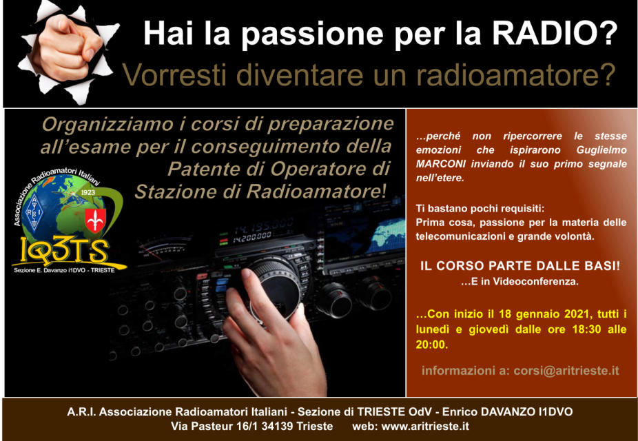 Sezione Ari Enrico Davanzo I1dvo Trieste calendario contest radioamatori 2021